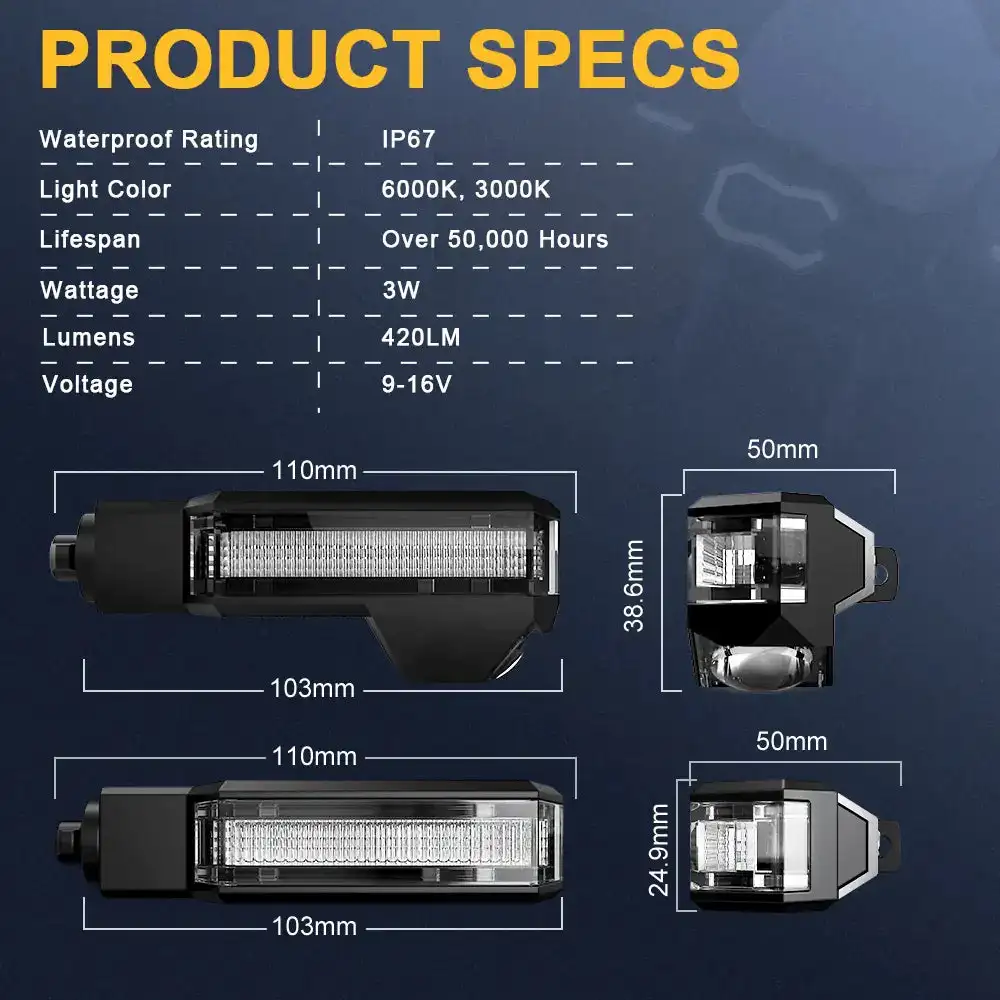 Luz de señal de giro LED para motocicleta, luz intermitente delantera y trasera, luz de advertencia de proyección, para BMW R1200GS, F650GS, F800, R1200