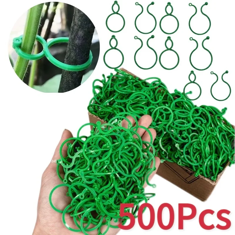 50/100/500Pcs Kunststoff Garten Reben Umreifung Clips Krawatte Anlage Gebündelt Schnalle Ring Garten Tomaten Weinreben haken Pflanzen Unterstützung Werkzeug