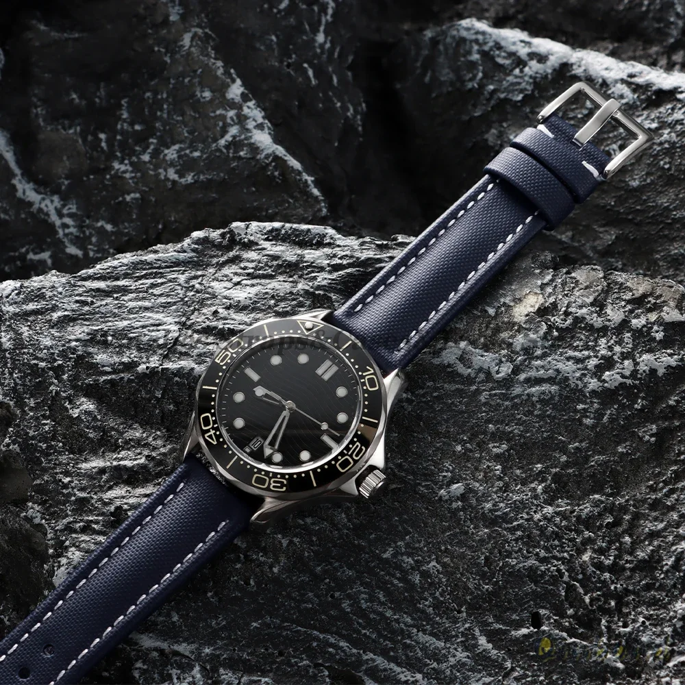 Tali Jam Tangan Kain Layar Rilis Cepat 18/19/20/21/22Mm untuk Penyelam Seiko Jahitan Gelang Kulit Nilon Sejuk untuk Jam Tangan Pintar