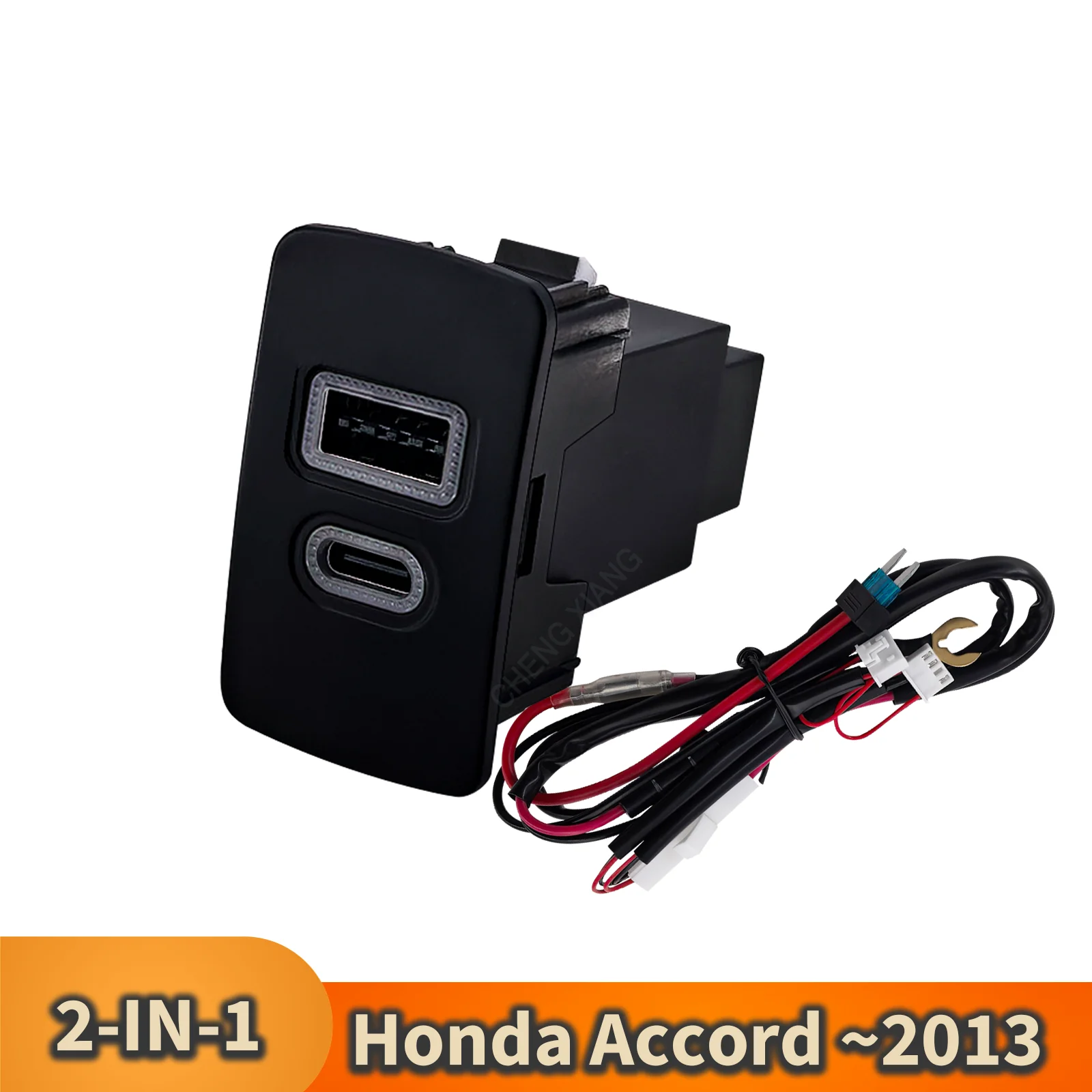 Carregador de carro com LED verde 12V, tomada com interruptor de pressão para Honda FIT/JAZZ (2008~2013), Odyssey/CR‑V (2000–2006), Civic 2000