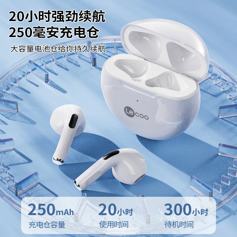 For Lenovo Lecoo Bluetooth headset true wireless sports long battery life half in ear suitable for Apple Huawei