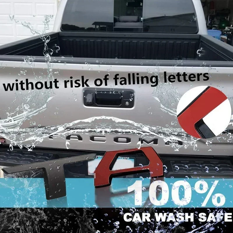 3D Raised Tailgate Insert Letters Emblem for Toyota Tacoma -2019 Emblem Inserts (Matte Black) - view 4
