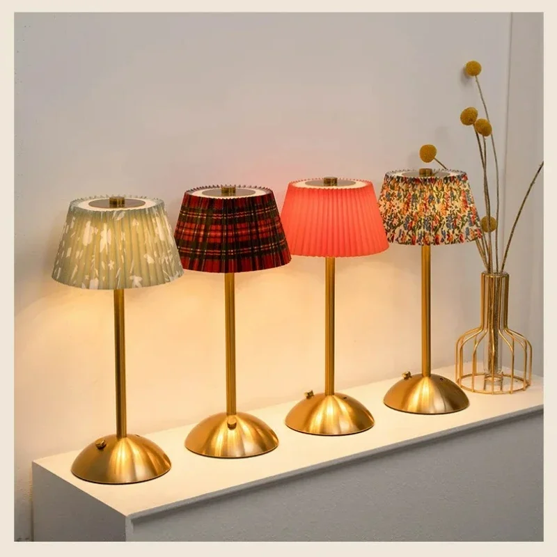 Portable Touch Rechargeable Led Lamp with Fabric Shade Wireless Dimmable Creative Led Table Lamp Ambient Light for Living Room