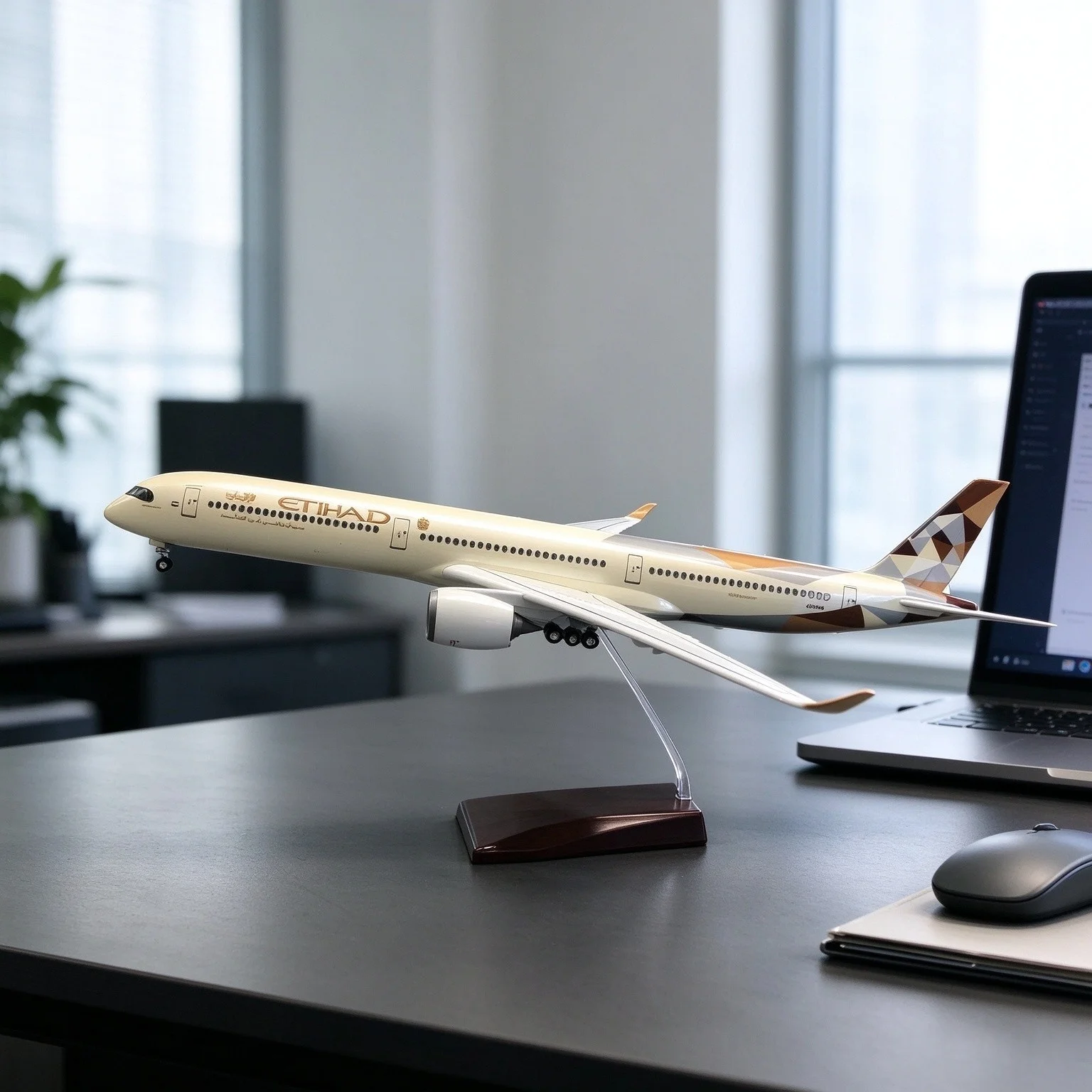 47cm Scale Airplanes Air-bus 350 ETHAD Airlines A350-1000 Resin Diecast Airplane Model Collectible Adult Gift Plastic Model