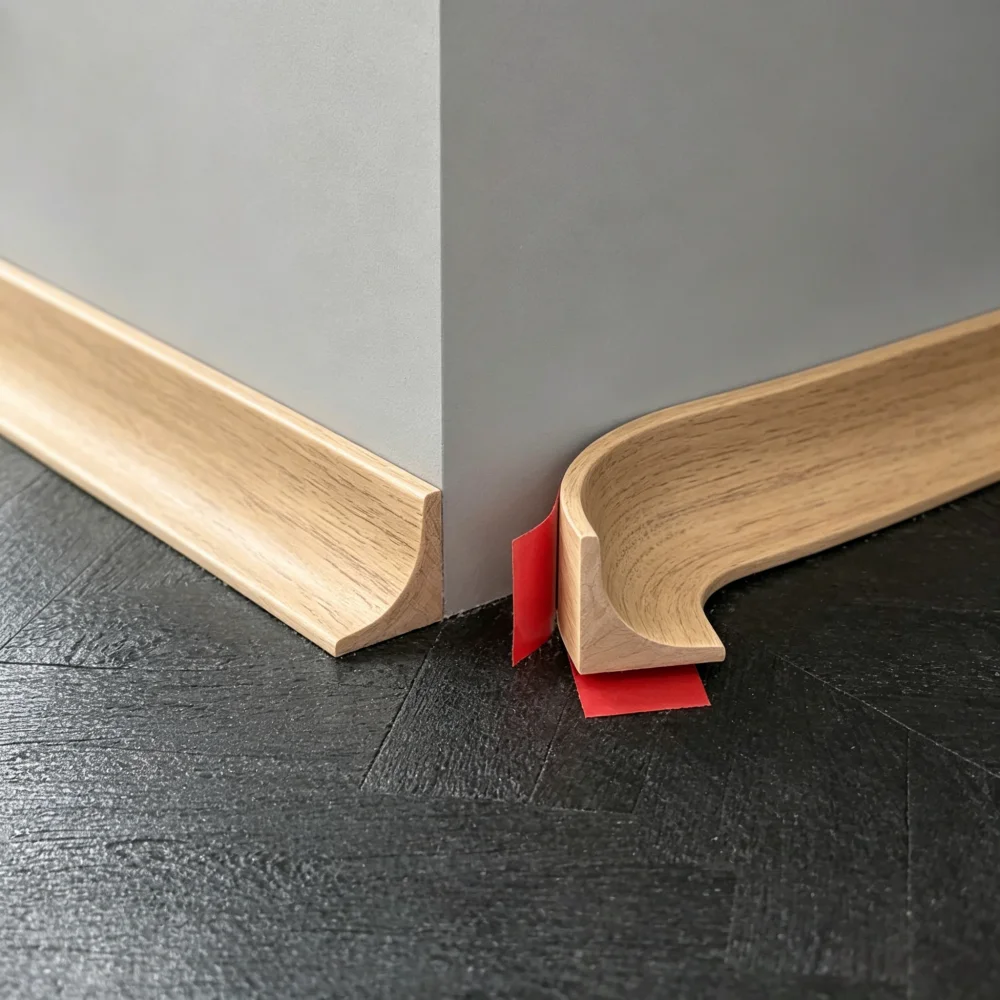 Durable Silicone Quarter Round Molding Trim Peel and Stick Caulk Strip Flexible Wall Corner Baseboard Floor Edge
