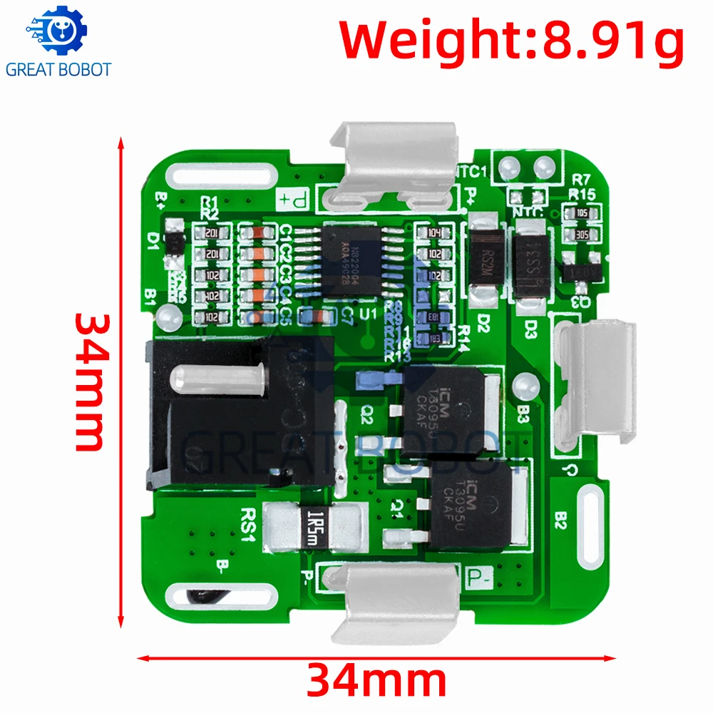 4S 14.4V/16.8V Four - String 18650 Lithium Battery Pack - 14A 2MOS Protection Board Ensures Safety