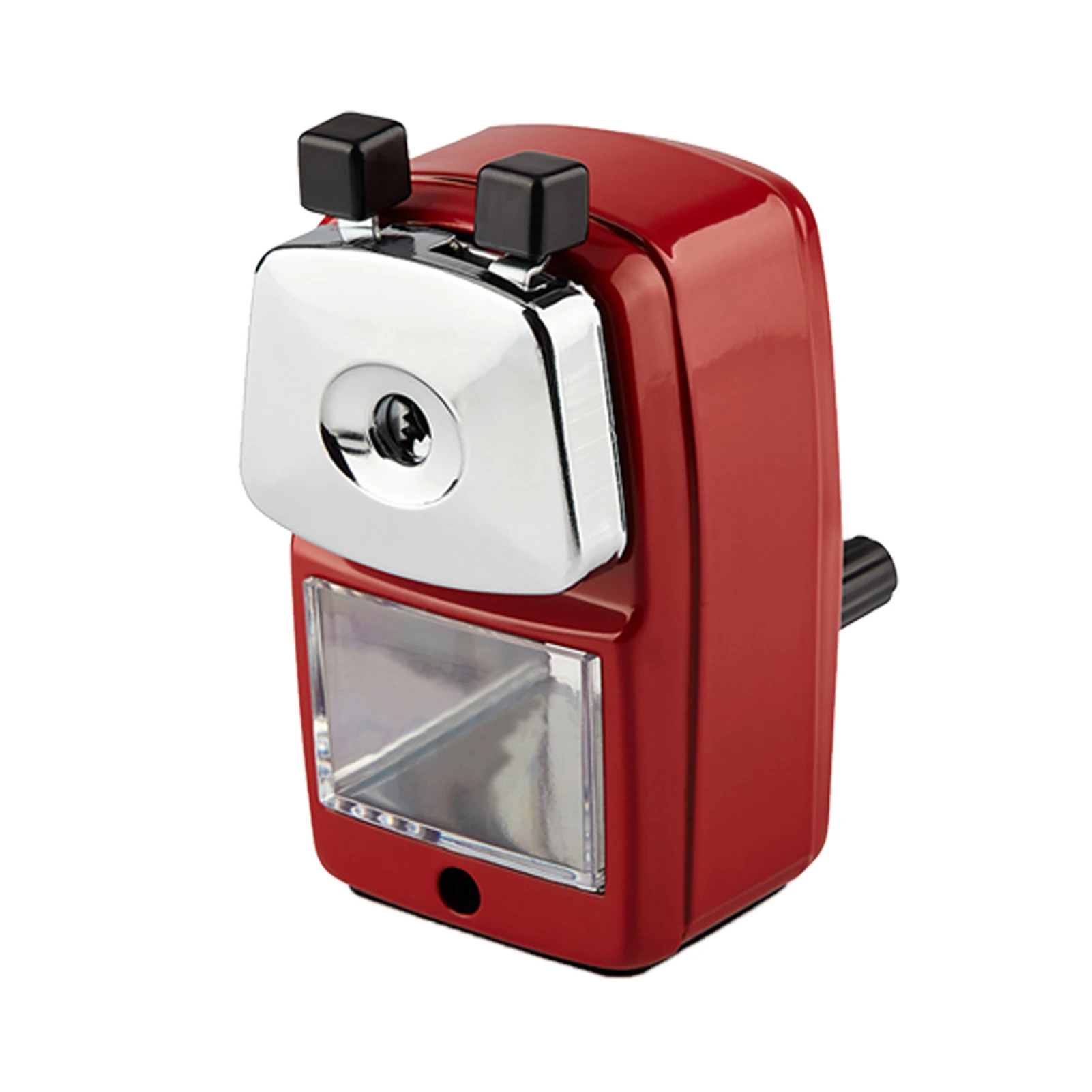 เครื่องเหลาดินสอแบบหมุนสำหรับเด็กเครื่องตัดด้วยมือสำหรับโรงเรียนสำนักงานด้วยตนเองเครื่องเขียนตั้งโต๊ะของขวัญข้อเหวี่ยงมือกับภาชนะบ้าน