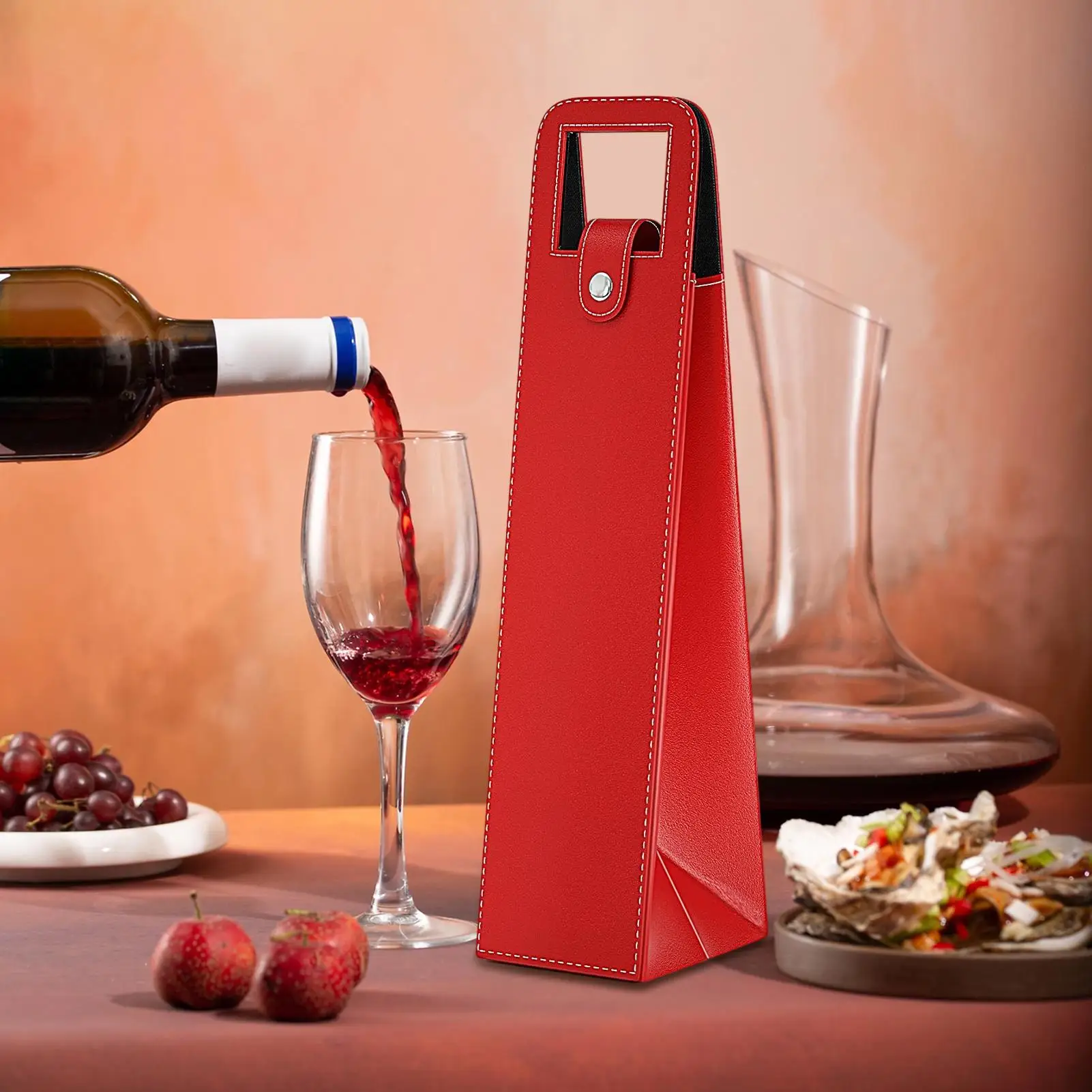 Bottle Wine Tote Portable Bag Hard-shelled Wine Bags Scratch-Resistant For Travel Beach Dinner Party Bottle Carrier Pouch