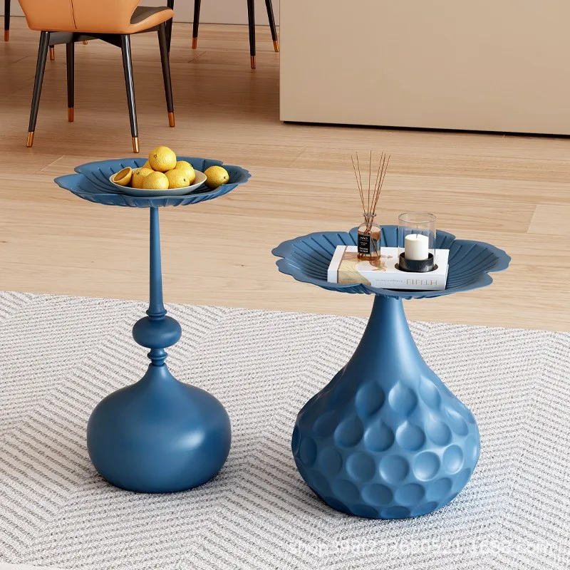 Joylive High-legged Fruit Plate Side Table For The Living Room Featuring A Simple Round Metal Ironwork Storage Side Table