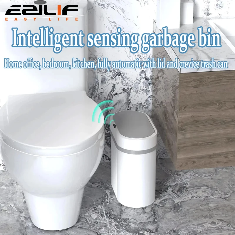 12L Dual Mode Kitchen Trash Can Smart Induction Trash Can Living Waterproof Garbage Can Bathroom Automatic Smart Trash Bin
