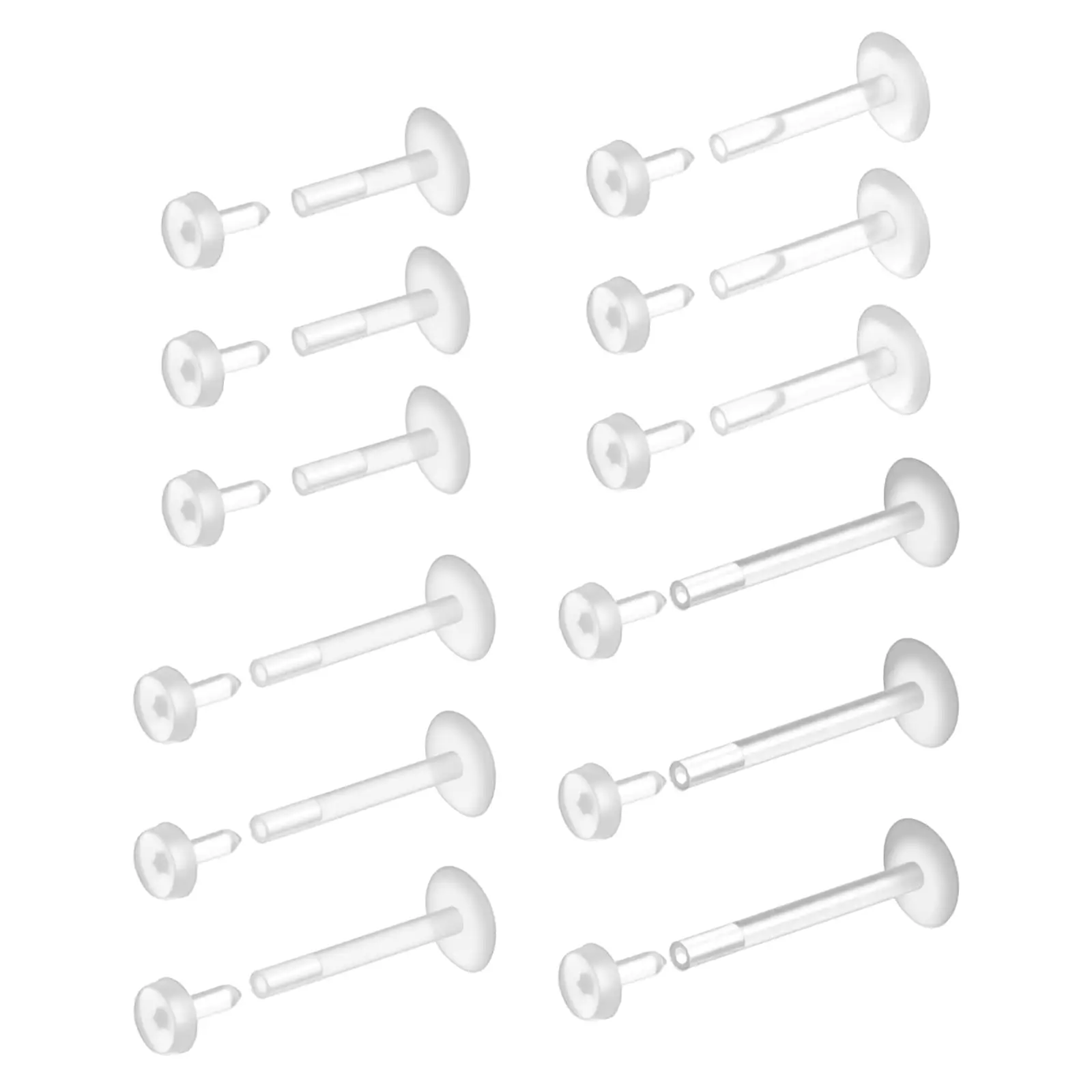 12 Pcs Flat Back Clear Earrings for Sports Acrylic Labret Jewelry Clear Nose Retainer Tragus Conch Cartilage Earrings