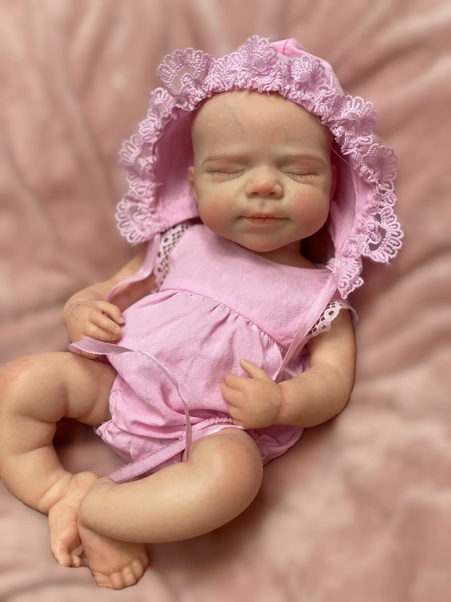 13Inch Sleeping Pascale Solid Silicone Bebe Reborn Girl Doll 3D Painted Skin Handmade Soft Touch Silicone Newborn Doll