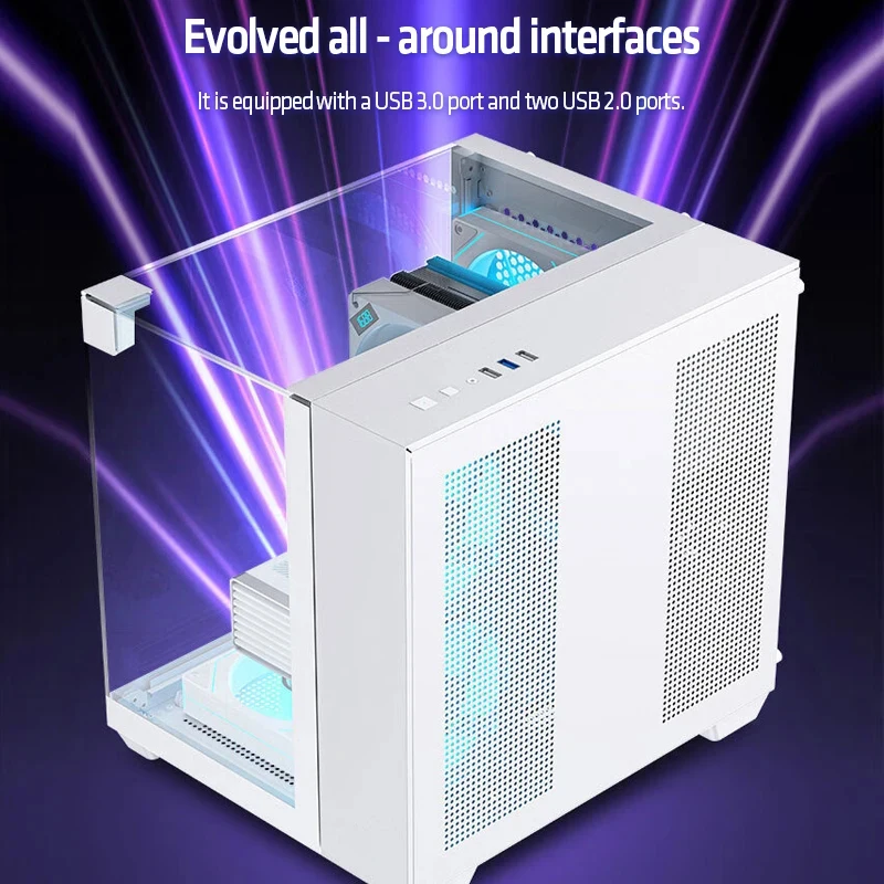 نعم ماجيك كيوب حافظة كمبيوتر غرفة عرض البحر كمبيوتر ألعاب سطح المكتب M-ATX ITX اللوحة الأم على الوجهين الزجاج المقسى ألعاب الكمبيوتر FANS * 3