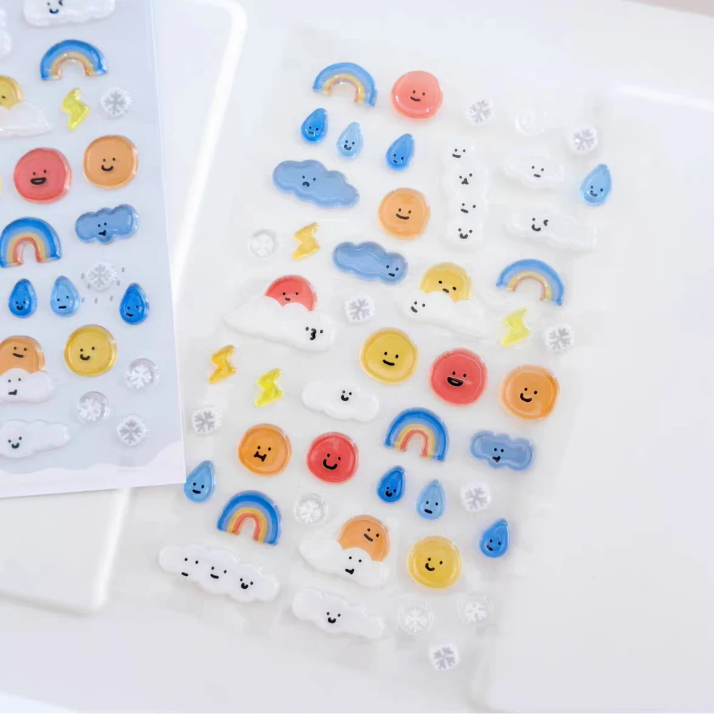 Korean Import BONITO Kawaii Cloud Sun Rain Weather Stickers PVC Scrapbooking Diy Journal Stationery Sticker Gift