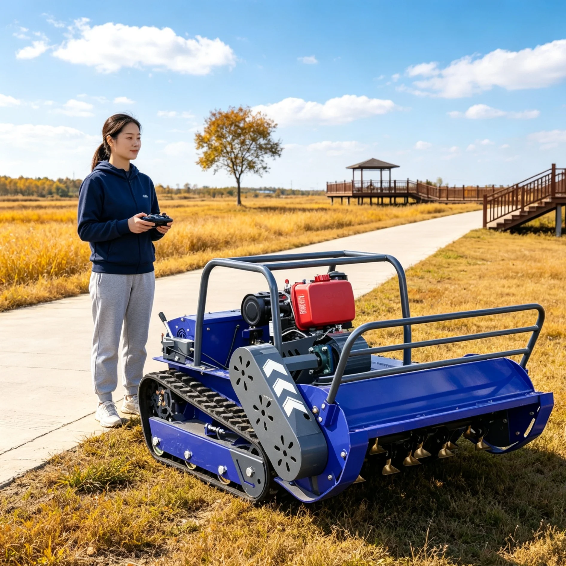 Customized Wireless Hammer Blade Lawn Mower, Quick Response Remote Signal For Outdoor Field Mowing Operation