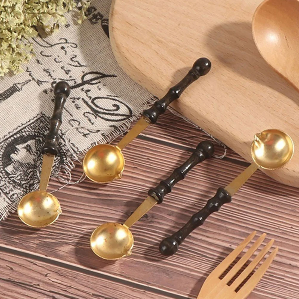 

2 Pcs Wax Melting Spoon Retro Wood H Copper Silver Sealer Spoon Portable Wax Tool Kit Envelope Gift Seal Accessories