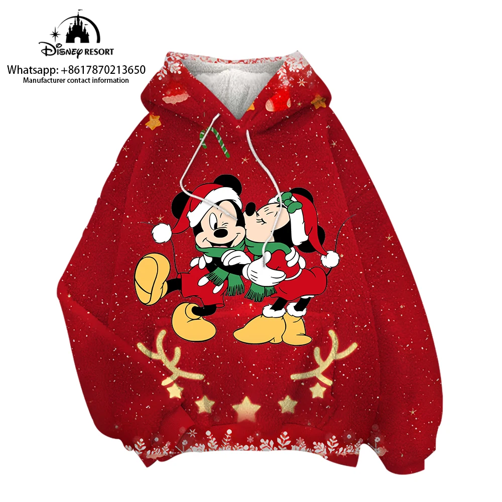 Loose Hoodie Women\'s Flannel Sweatshirt Winter Disney Minnie Minnie Christmas Wearable 3D Printed Blanket Pullover 2022