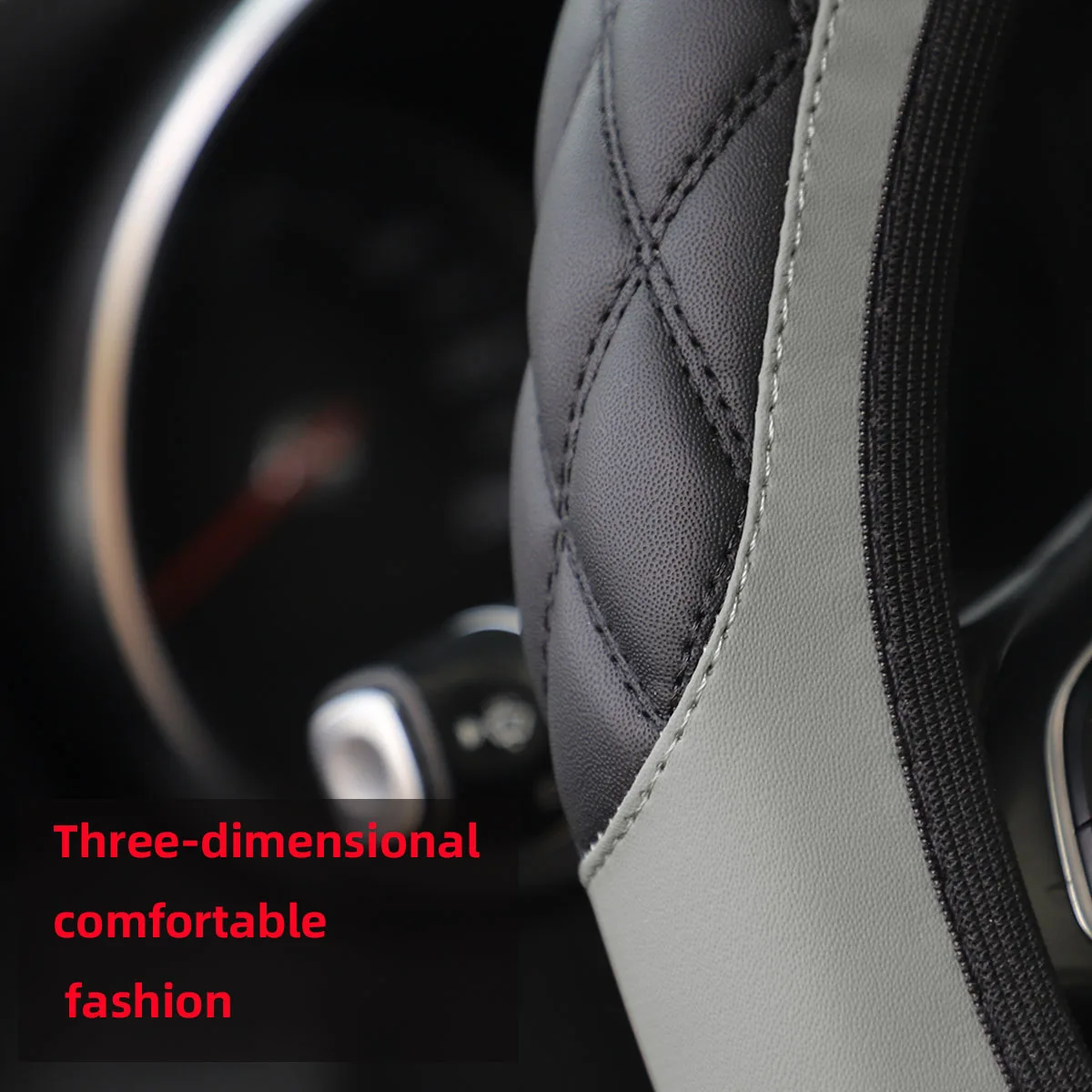 1 Leder-Stereo-Stickerei Komfortabler Rutschfester Auto-Lenkradbezug Ohne Innenring für 14,1-15 Zoll Autos – Detail 17