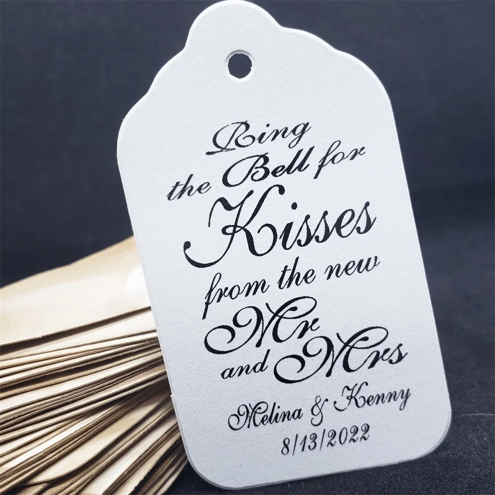 50PCS Custom Ring the Bell for Kisses from the new MR and MRS Personalized Wedding Favor (my MEDIUM tag) 1 3/8