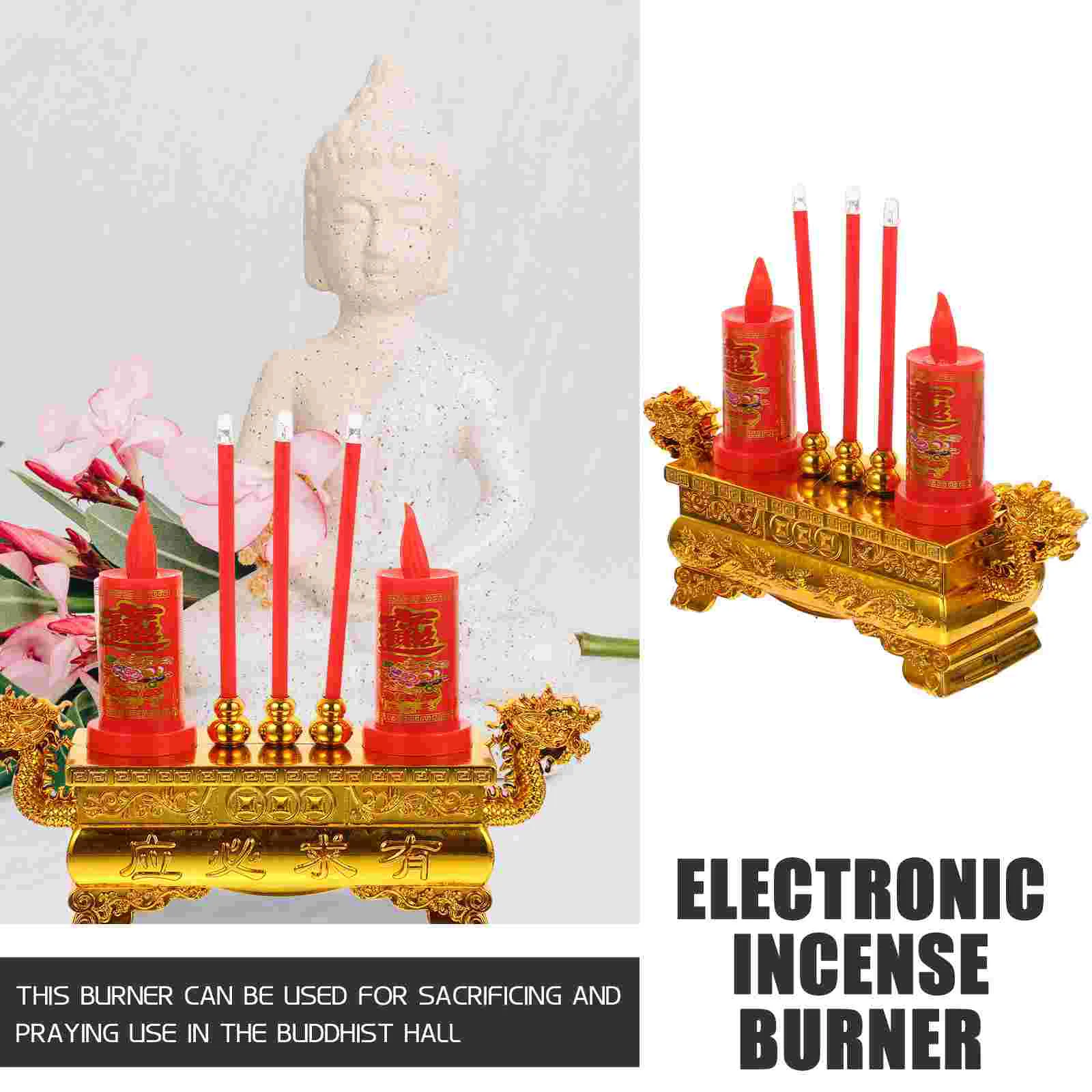 Household Electronic Incense Burner Decor Chinese Altar Supplies Plastic Electric Stove Desktop LED Censer