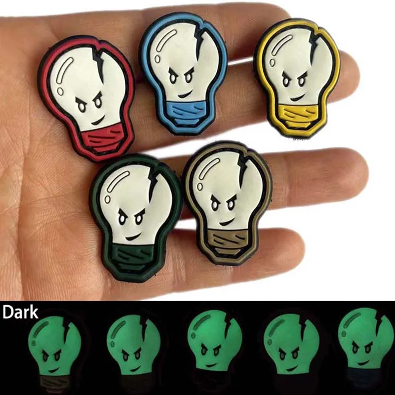 Lustige Cartoon Mini Parodie Glühbirne PVC Abzeichen Taktische Moral Patches mit Haken auf Rucksack, Hut, Kleidung Dekoration