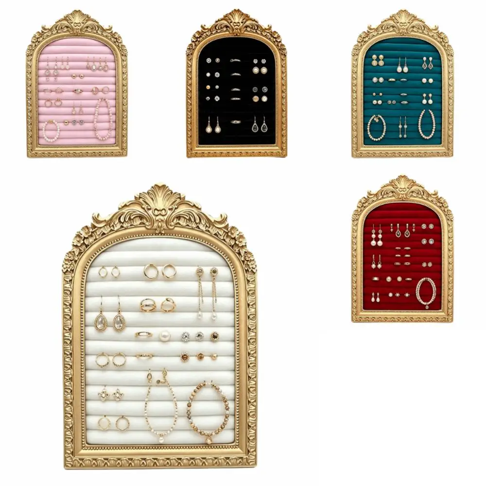 European Style Picture Frame Jewelry Storage Shelf Multi-Color Vintage Arched Jewelry Display Stand Padded Wear-resistant