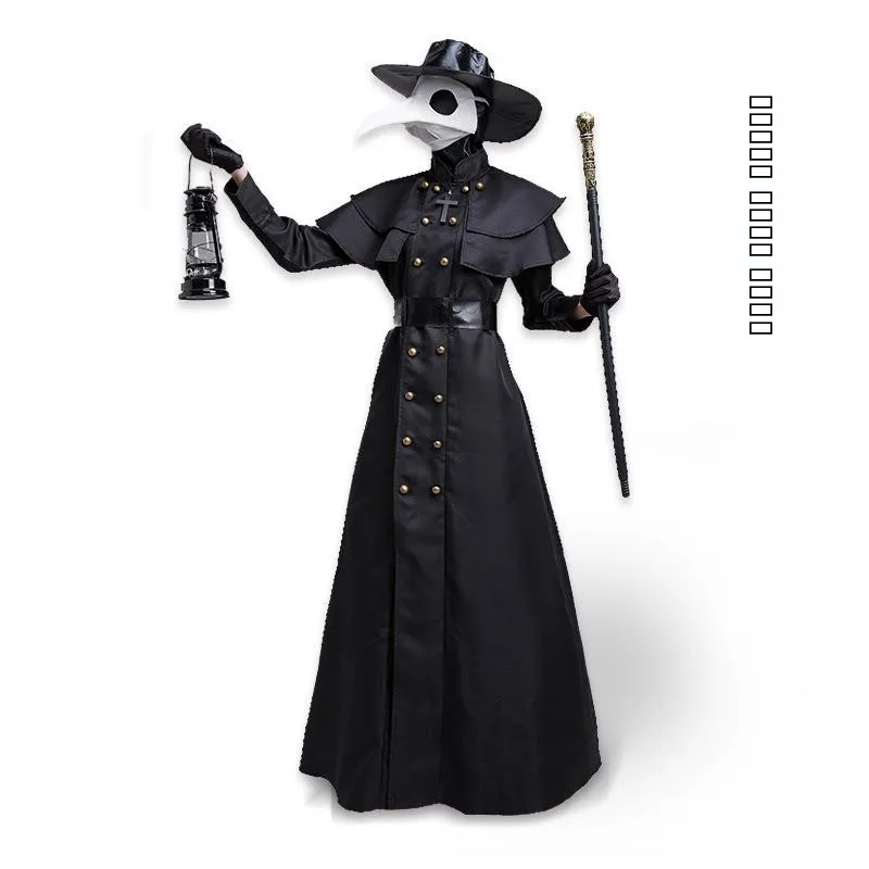 

Костюм чумного доктора в стиле стимпанк для взрослых на Хэллоуин, с маской в виде длинного клюва ворона, полноразмерный комбинезон