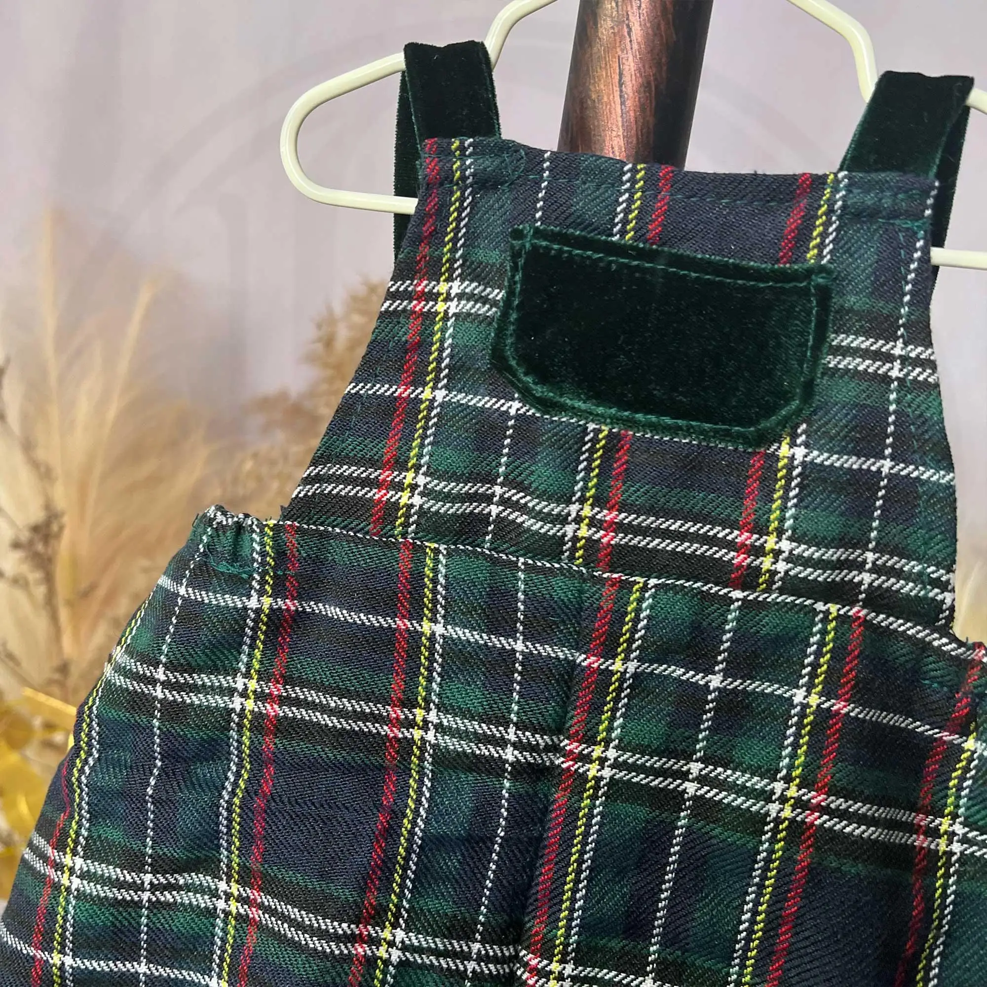 ชุดจั๊มสูทเด็กแรกเกิด Don&Judy สำหรับเด็กผู้หญิง ชุดเอี๊ยมลายตารางหมากรุก สำหรับเด็กผู้หญิงอายุ 6-24 เดือน ชุดรอมเปอร์สำหรับถ่ายภาพ