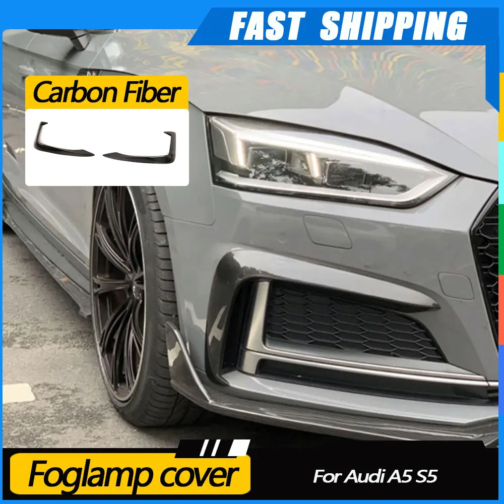 

JMCARCOOL для Audi A5 S5 Sline, передний бампер из углеродного волокна, противотуманные фары, плавники, вентиляционная рамка, накладки, полоски, наклейки, 2 шт./компл., Стайлинг автомобиля