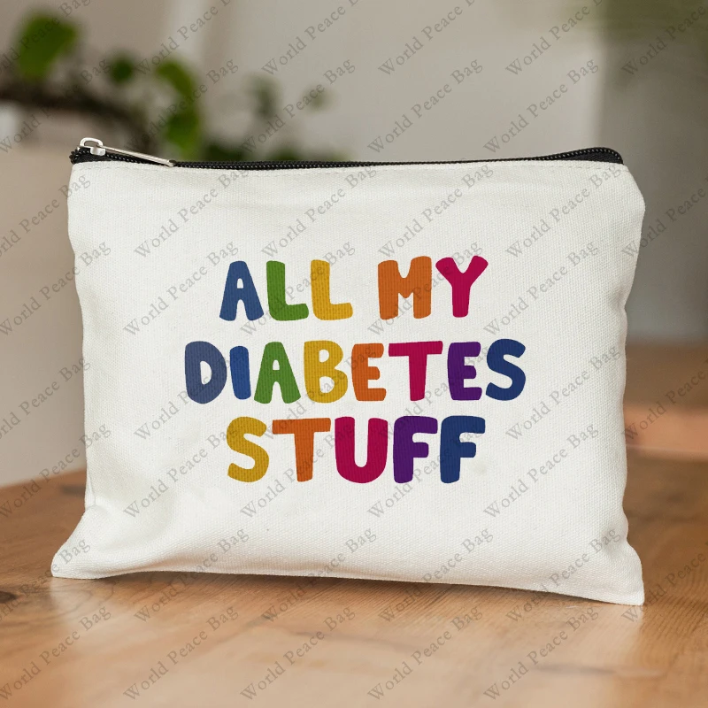 1Pc All My Diabetes Stuff Travel Cosmetic Bag Funny Diabetic Supplies Bag Gifts for Diabetic Emergency Patient Grandma Grandpa M