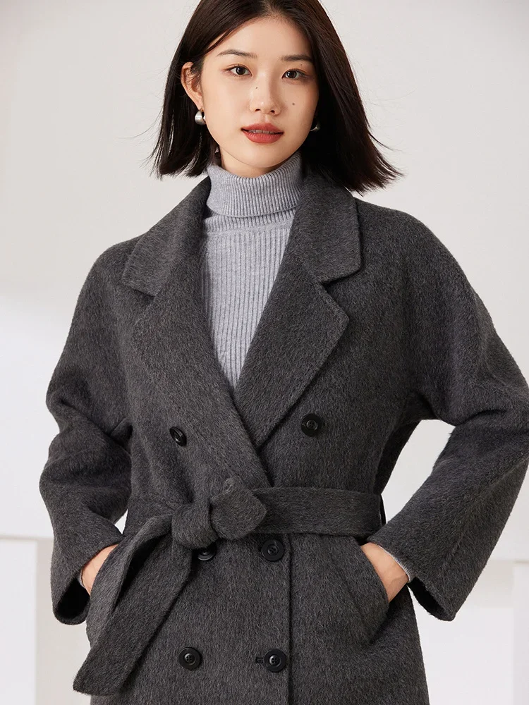 Classic 801 Short 100% Yak Hair Coat Dense Smooth Fabric Women Handmade Coat Mid-Long Winter Jacket Yak Cashmere Thick Overcoat