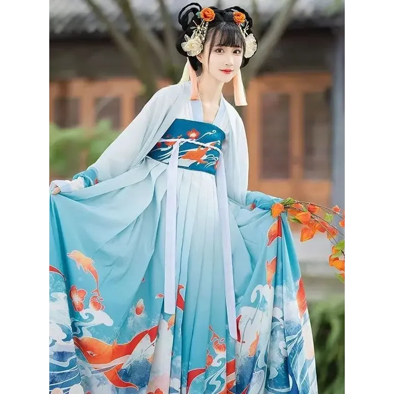 Hanfu Dress Women Ancient Chinese Traditional Embroidery Horse-face Skirt Female Fairy Cosplay Costume Summer Dress for Women