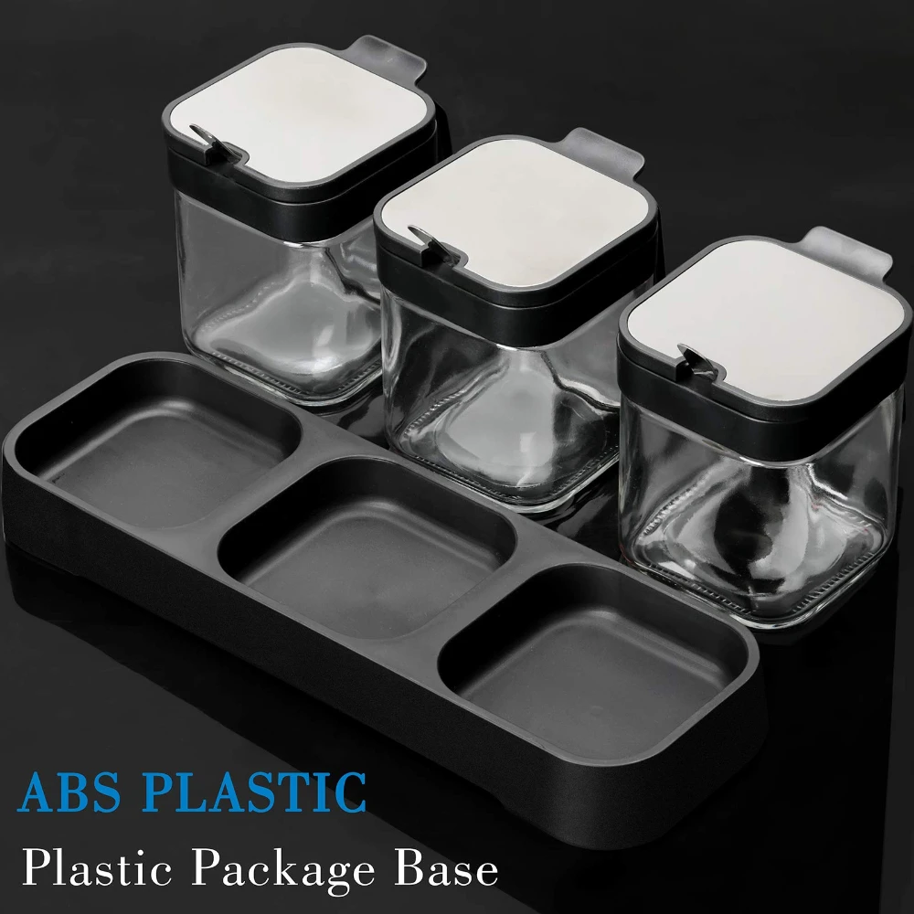 1-5pcs Seasoning Box Set Glass Spice Container Jar Set Kitchen Sealed Salt Shaker with Lid with Spoon with Tray Seasoning Bottle