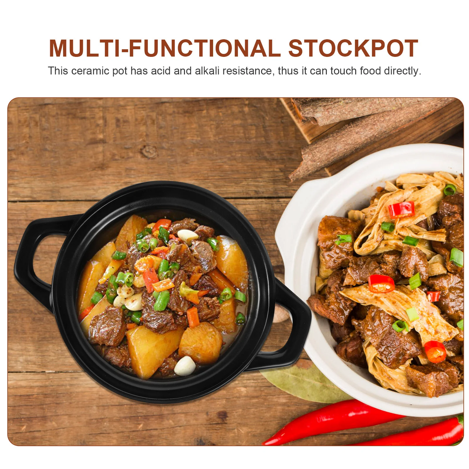 

Ceramic Stew Pot Kitchen Essentials Household Soup Cooking Pot Home Casserole Acid Alkali Resistant Non-Slip Handles Even