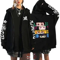 Sudaderas con capucha de Anime Demon Slayer, sudaderas con capucha, chaquetas con cremallera, Tanjiro Zenitsu Inosuke, gráfico con cremallera, ropa de calle informal de moda