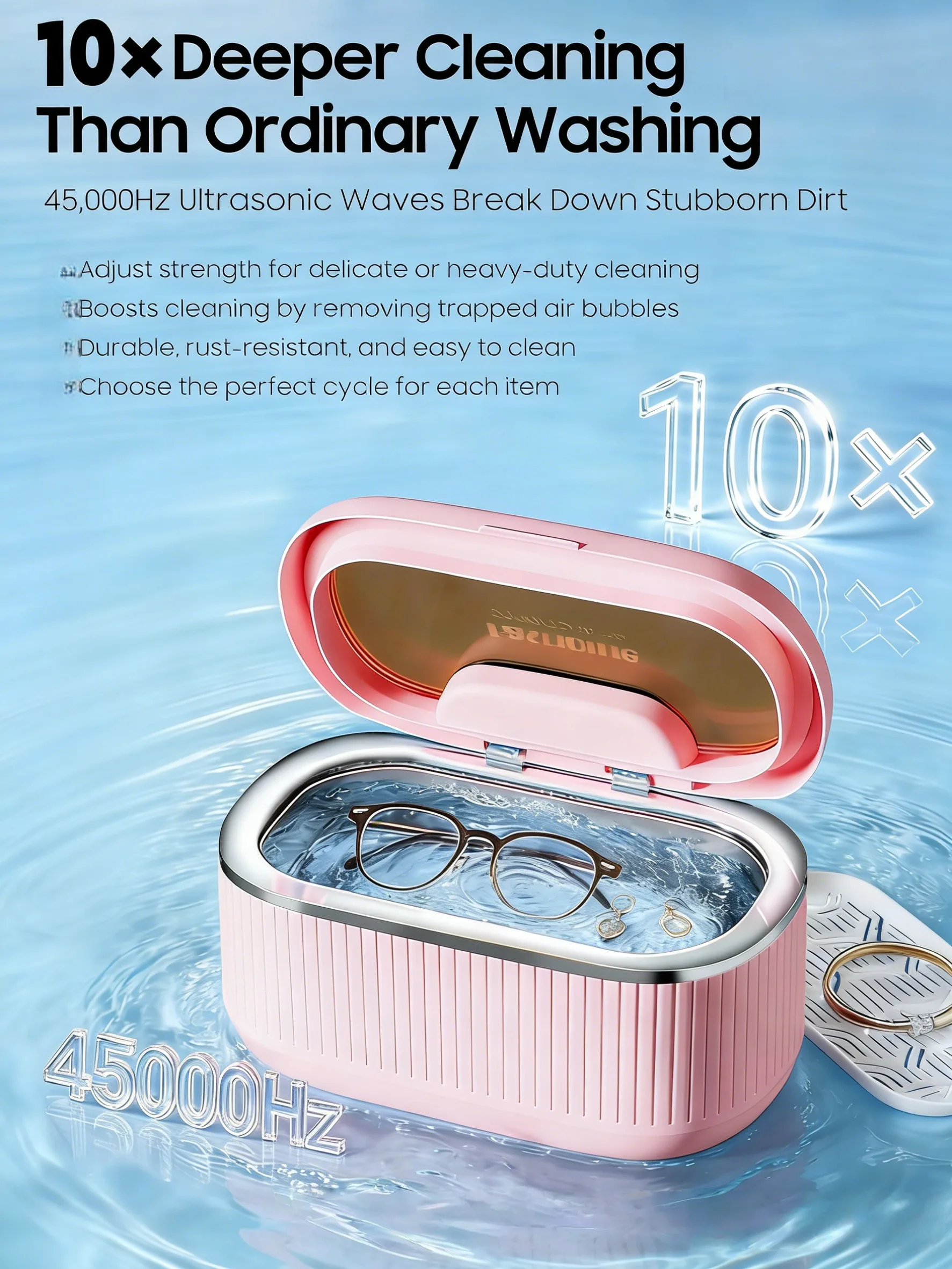 

Ultrasonic Cleaning Machine Soundwave Technology Deep Cleaning Appliance for Glasses Dentures Jewelry Makeup Brushes