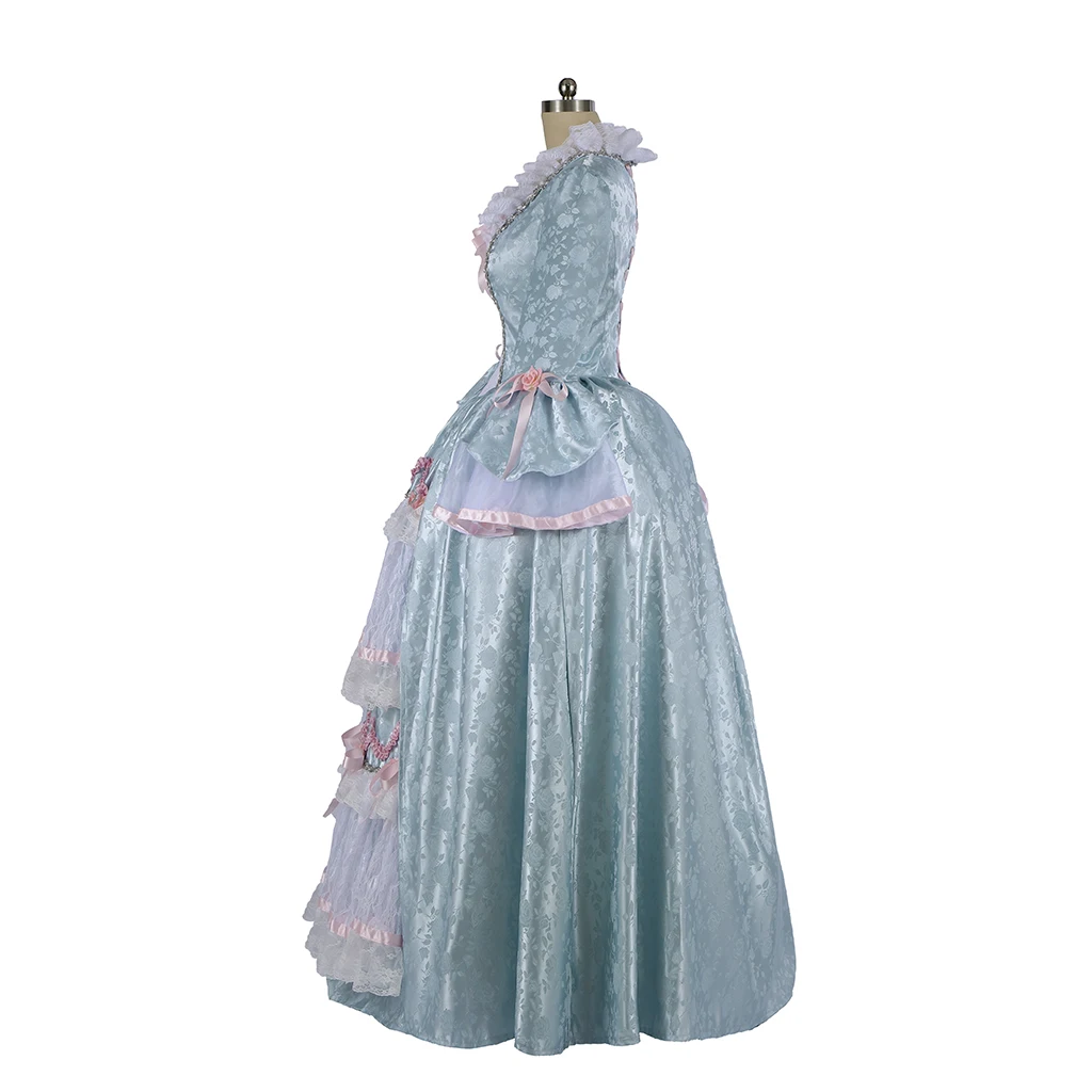 Marie Antoinette cour baroque bleu clair Rococo Colonial géorgien Cosplay Costume robe de bal robe de Renaissance médiévale