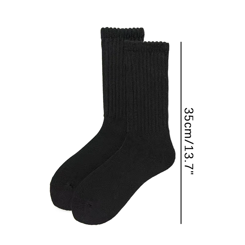 Women Socks Black White High Quality Mid-length Pile Up Socks Spring Autumn Simple Trends Casual Cotton Sports Middle Tube Sock