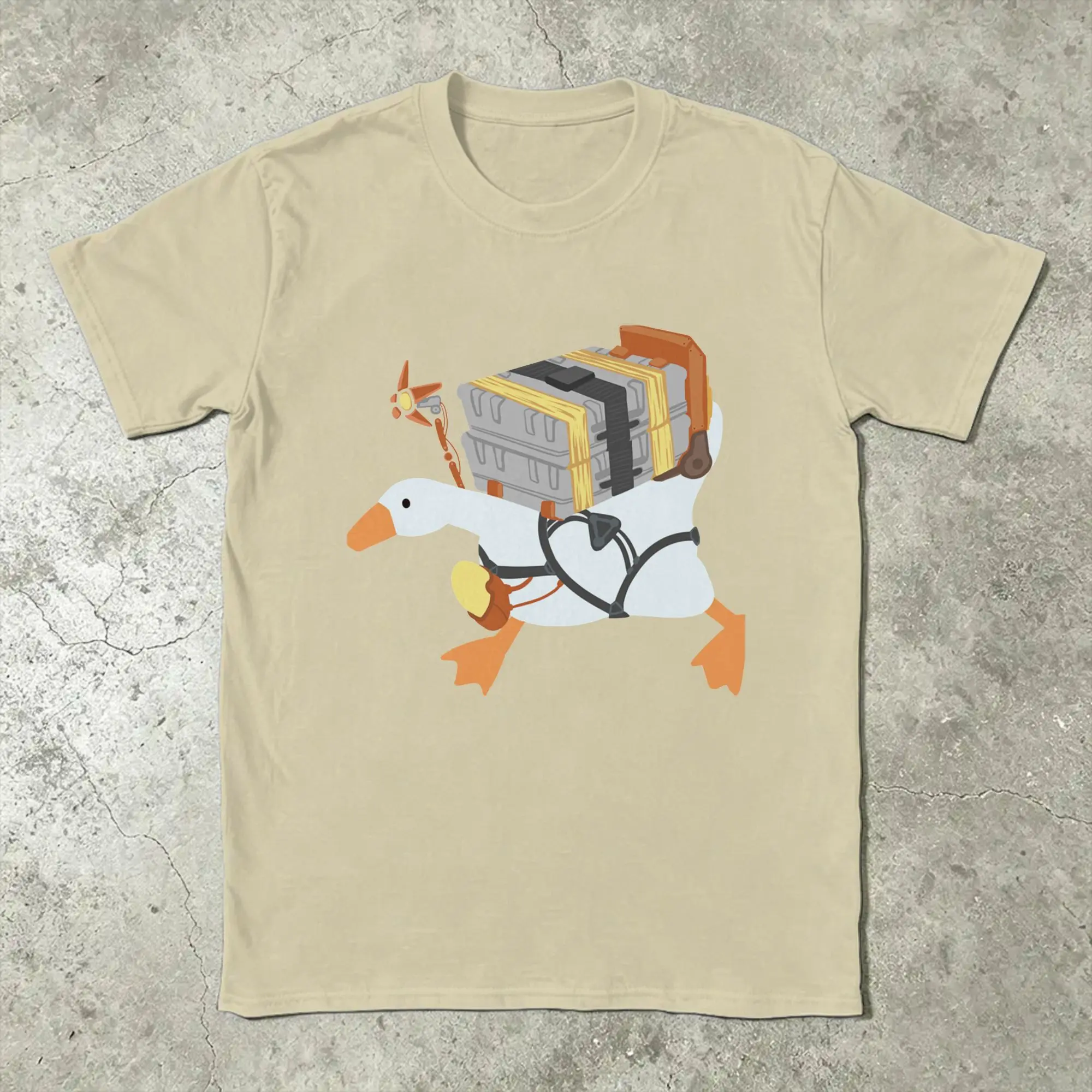 Goose Delivery T Shirts Untitled Goose Game Death Stranding BB Pod 100% Cotton Clothing Funny Short Sleeve Crewneck T-Shirts