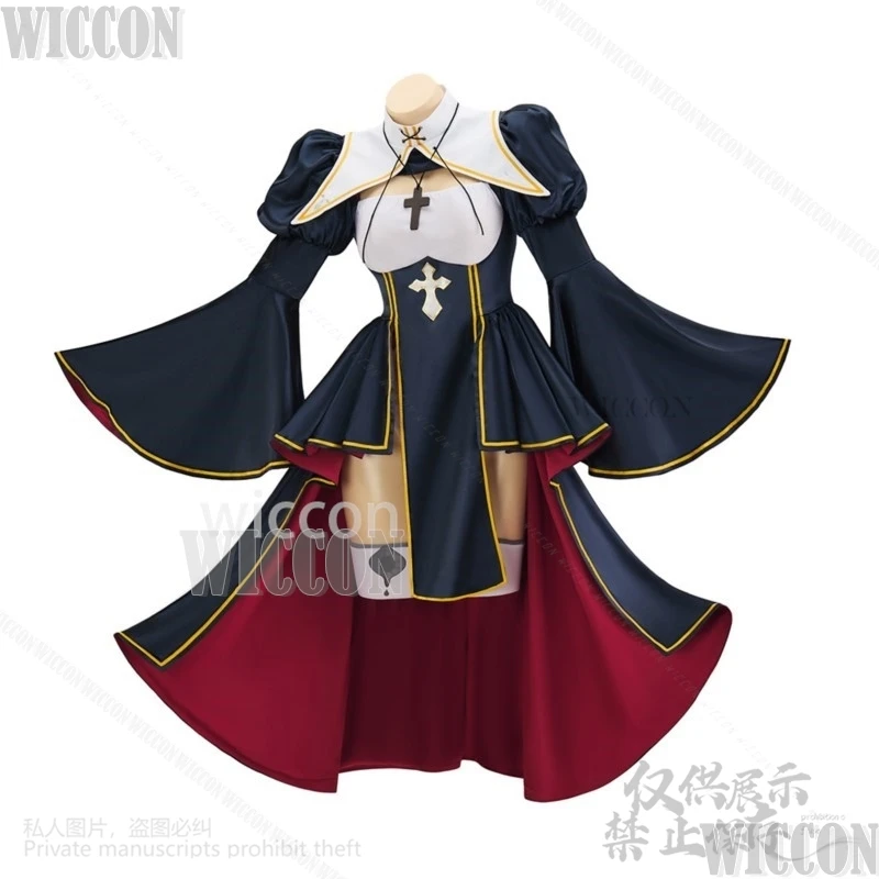 Anime Sexy Cartoon Japanese Girl Cosplay Jirai Kei Uniform Charlotte Sister Nun Dress Dark Lolita Wig Carnival Outfit Customized