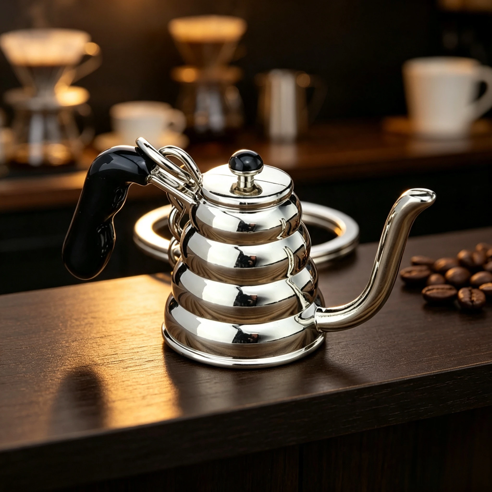Mini Corrugated Gooseneck Kettle Keychain coffee pot Pendant Small Gift Portachiavi Porte Clef Keyring