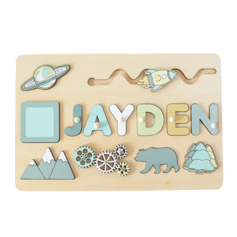 Name customization puzzle wooden children personalized customization pre-school birthday gift
