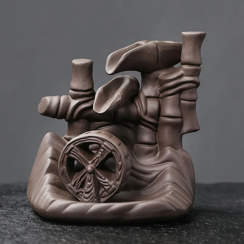 Purple Clay Backflow Incense Burner Craft Ornament Creative Chinese Style Fortune Comes and Turns Prosperity Backflow Incense Bu