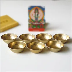 Cuenco tibetano de cobre para el suministro de agua, Mini taza de latón para meditación, decoración de escritorio para el hogar, 7 juegos