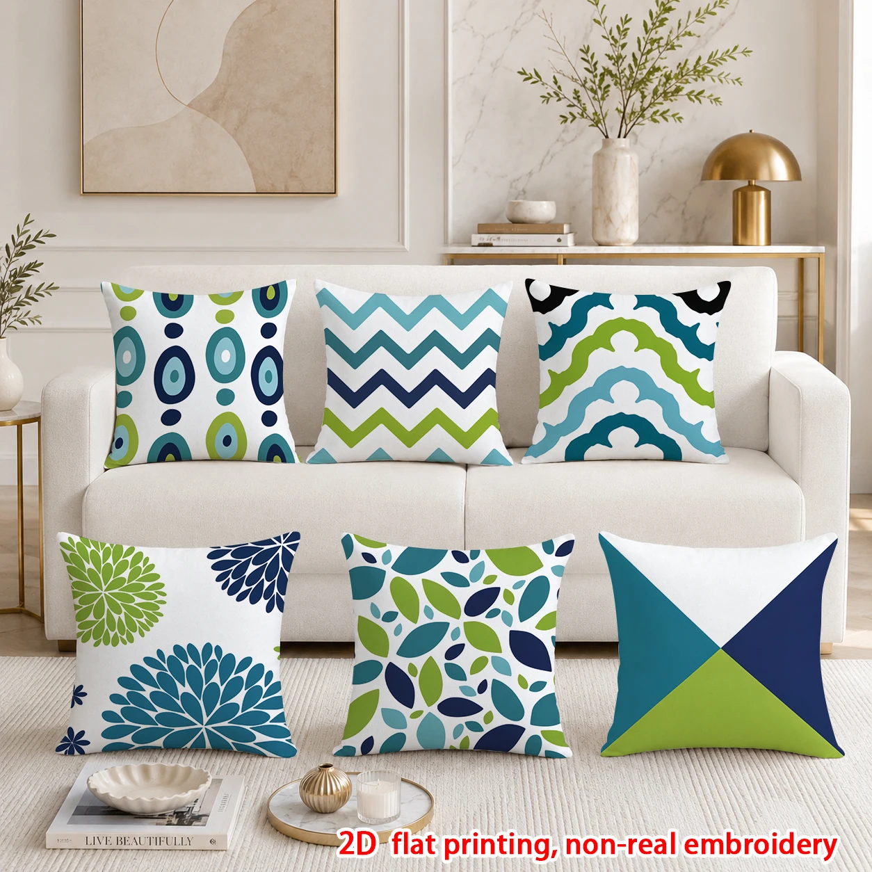 6pcs Set of 6 Boho Geometric Floral Throw Pillow Covers Modern Decorative Cushion Cases for Sofa Bedroom Living Room view 5