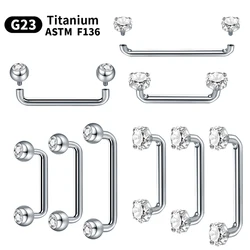 1PC Titanium Dermal Piercings 14G Internal Thread Crystal CZ Surface Bar Industrial Barbell Micro Dermal Anchors Rings Jewelry