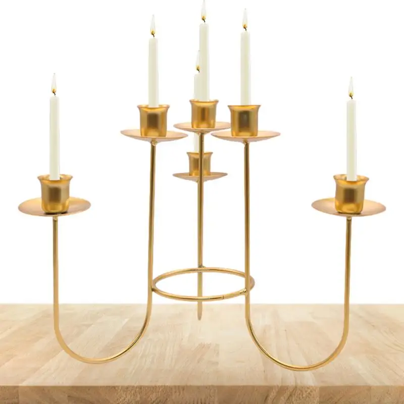 Candelabra Pillar Candle Floor Table Centrepiece Holders With 6 Candle Stands For Taper Candles For Wedding Event Candle