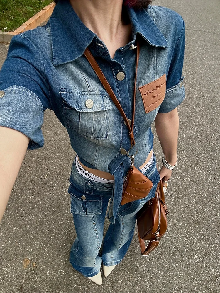 

Ретро-брюки в американском стиле с множеством карманов для женщин, с регулируемой талией и завязками снизу, для создания эффектного образа