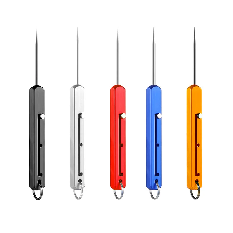 Portable EDC Retractable Toothpick High Strength Titanium Alloy Spring Push-pull Fruit Pick Gift Keychain Pendant Tooth Pick