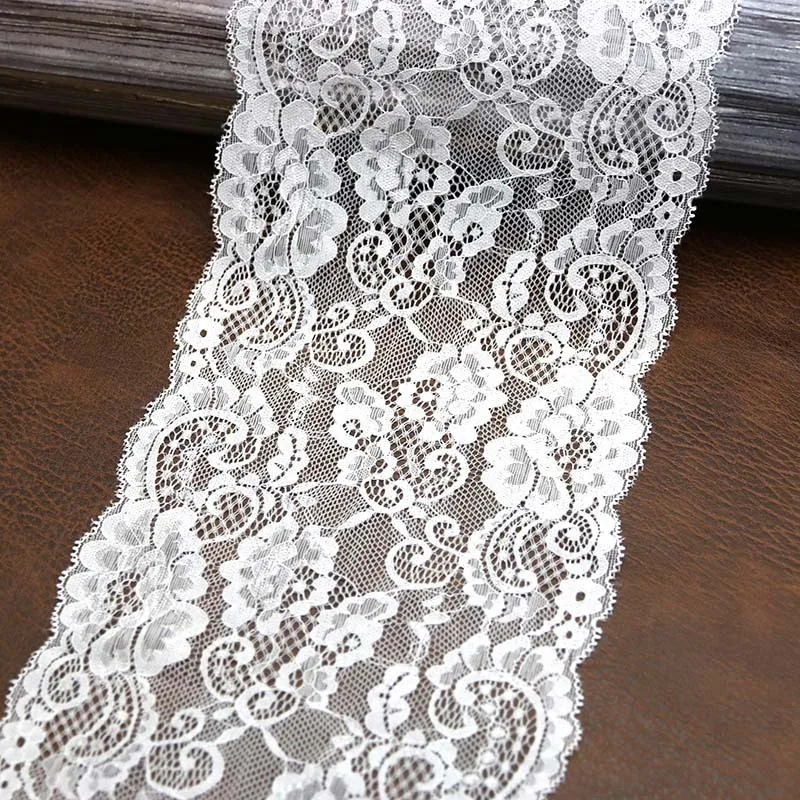 (3 meters/lot) 170ｍm White Elastic Lace Fabric French Hollow Underwear Stretch Lace Trim Manual DIY Wrapping Gifts Ribbon